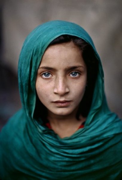 Afghan Girl with Green Shawl
