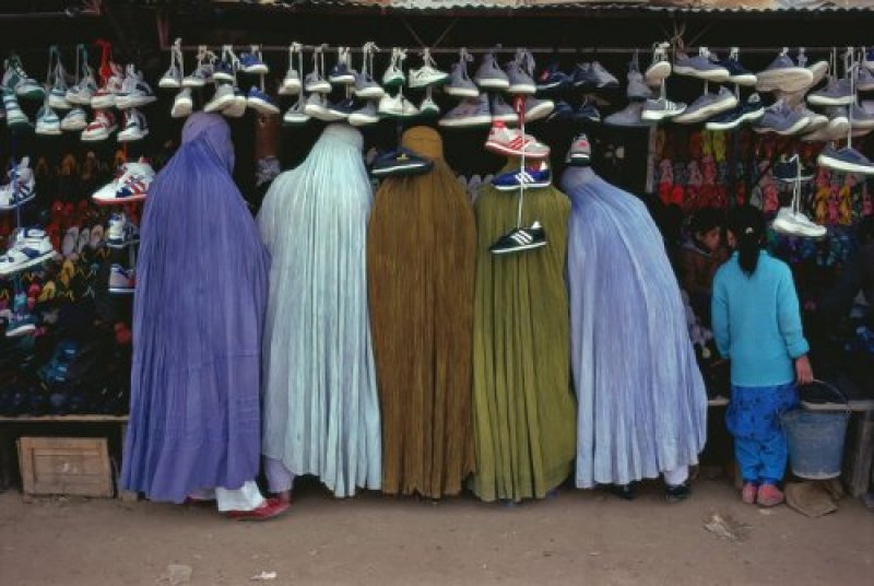 Women Shoppers Dressed in Tradional Burqa